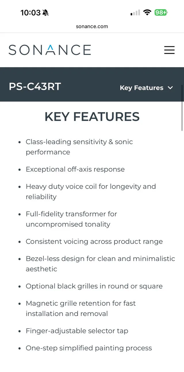 SONANCE 4” in-ceiling speaker - NEW IN BOX image indicator(6)