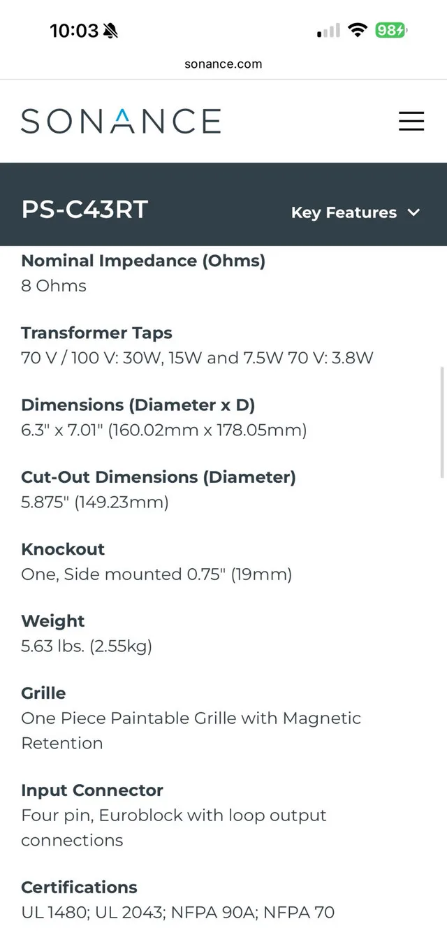 SONANCE 4” in-ceiling speaker - NEW IN BOX image indicator(9)