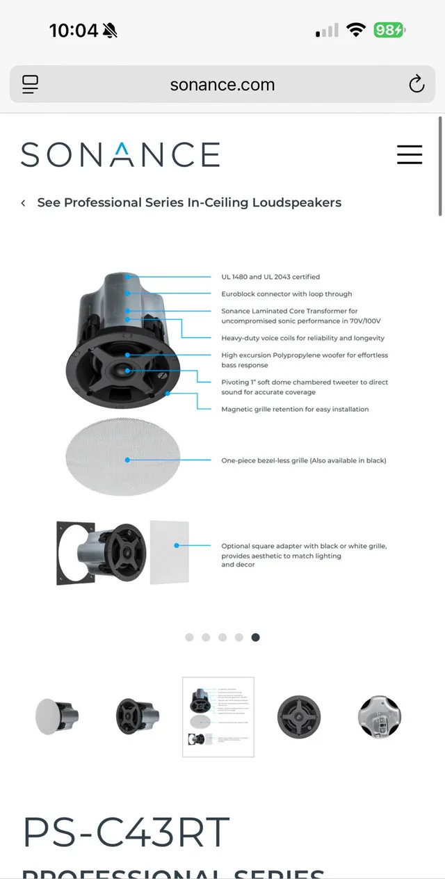 SONANCE 4” in-ceiling speaker - NEW IN BOX image indicator(10)