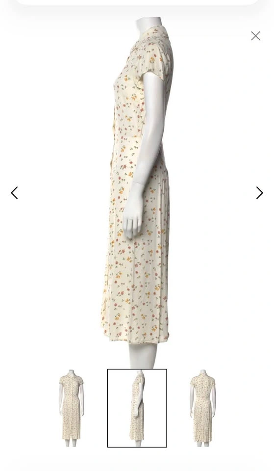 Like New Reformation Midi Floral Cream Dress Size 4 - photo 2