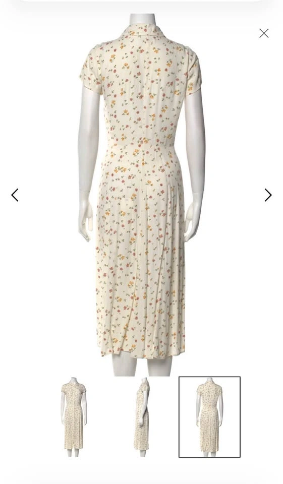 Like New Reformation Midi Floral Cream Dress Size 4 - photo 3