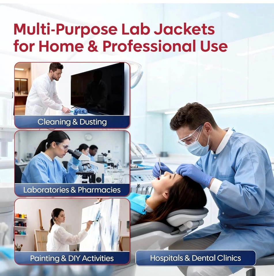 (New)50 Packs Disposable Lab Jackets - White, Size M - photo 3