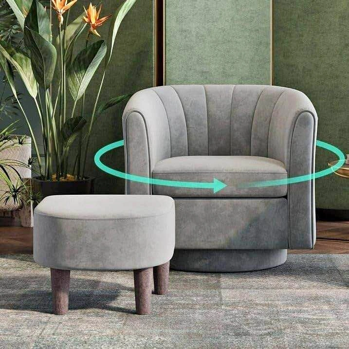 Brand New Swivel Barrel Chair with Ottoman