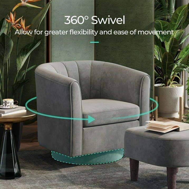 Brand New Swivel Barrel Chair with Ottoman - photo 2
