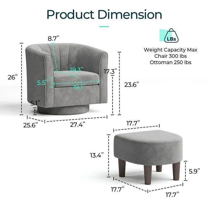 Brand New Swivel Barrel Chair with Ottoman - photo 4