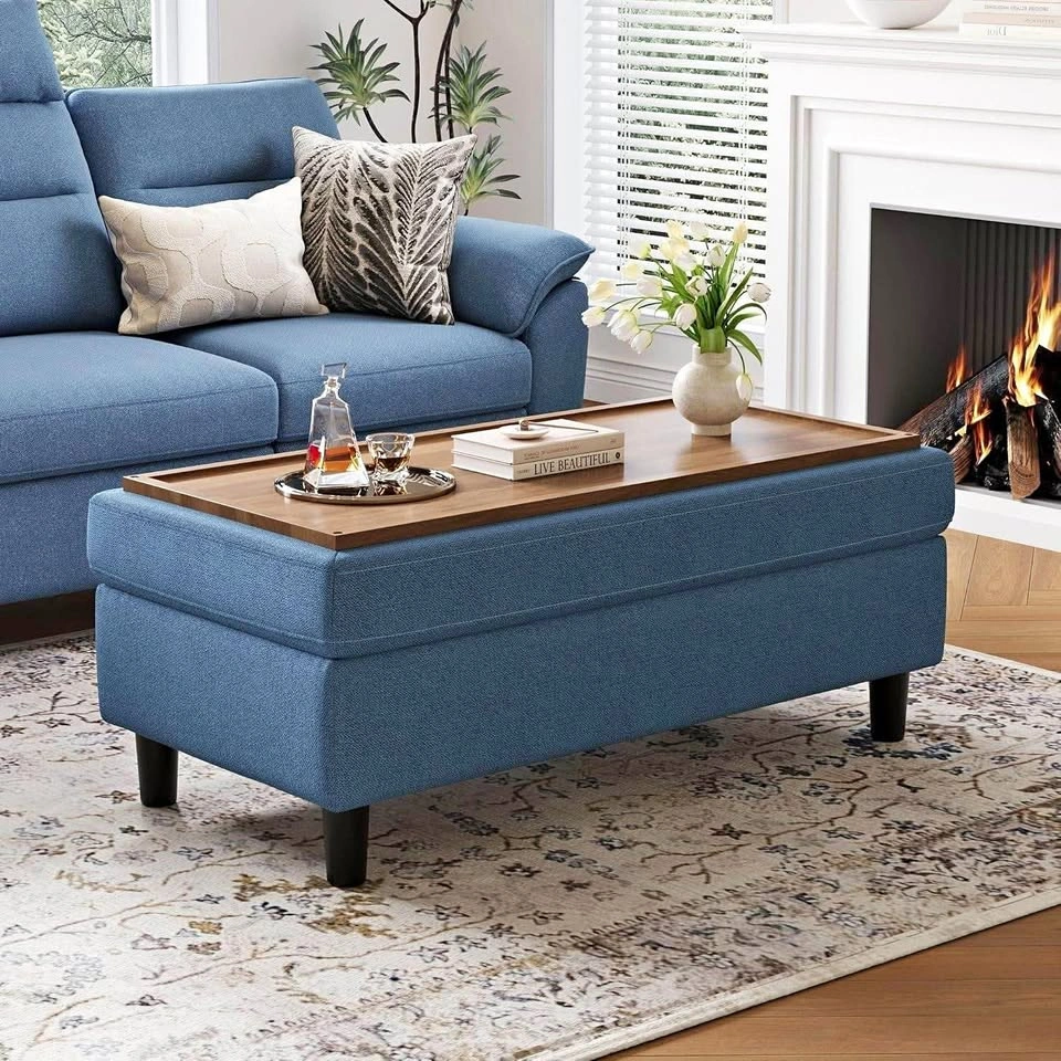 Brand New Blue Storage Ottoman Coffee Table
