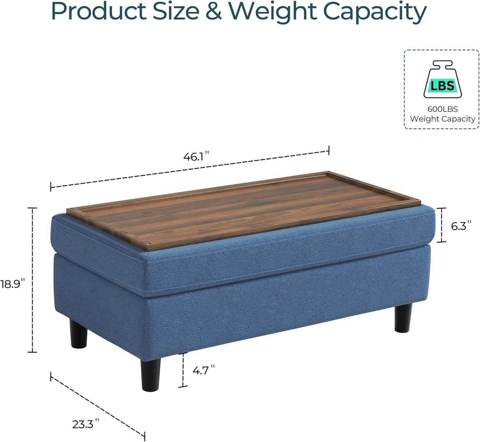 Brand New Blue Storage Ottoman Coffee Table - photo 2