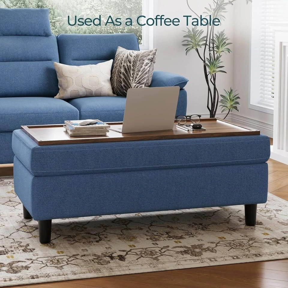 Brand New Blue Storage Ottoman Coffee Table - photo 4