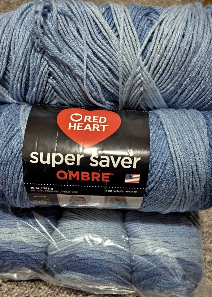 Red Heart Super Saver Ombre Yarn in True Blue
