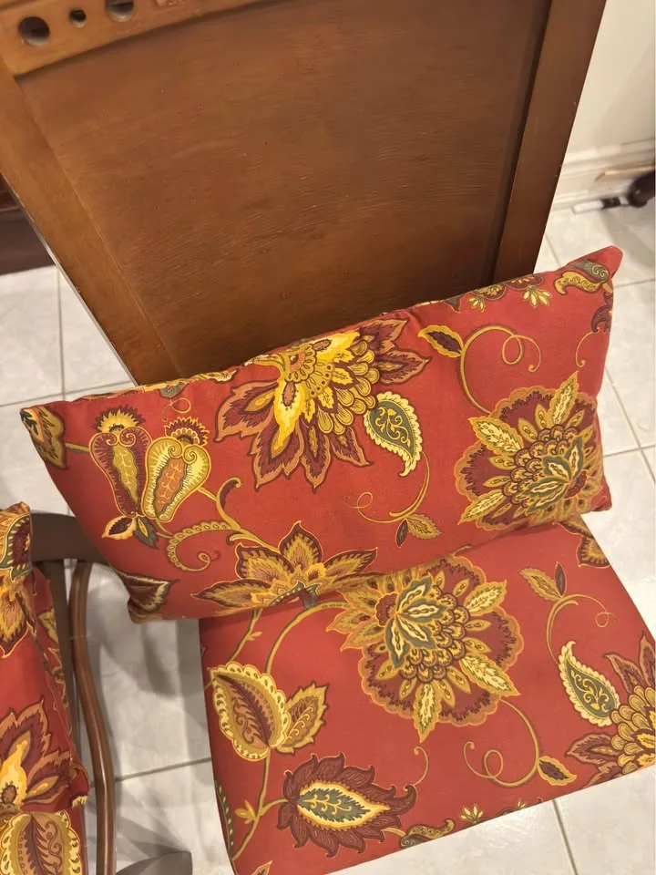 Solid wood accent chairs with matching pillows $15 each image indicator(3)