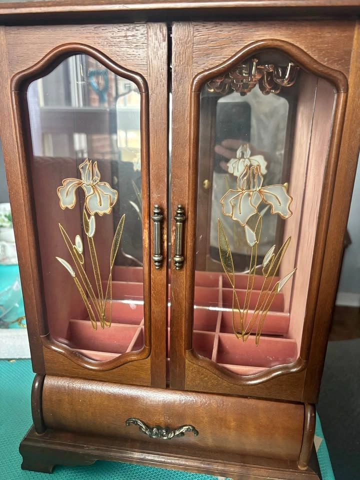 Vintage Gunther Mele Wooden Jewelry Box Cabinet
