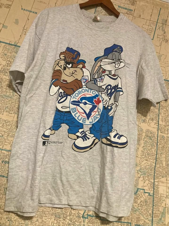 1993 Bugs Taz Toronto Blue Jays Looney Tunes T Shirt LARGE