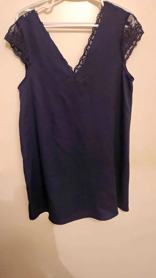 Navy blue dress with lace detail in the back (large) thumbnail
