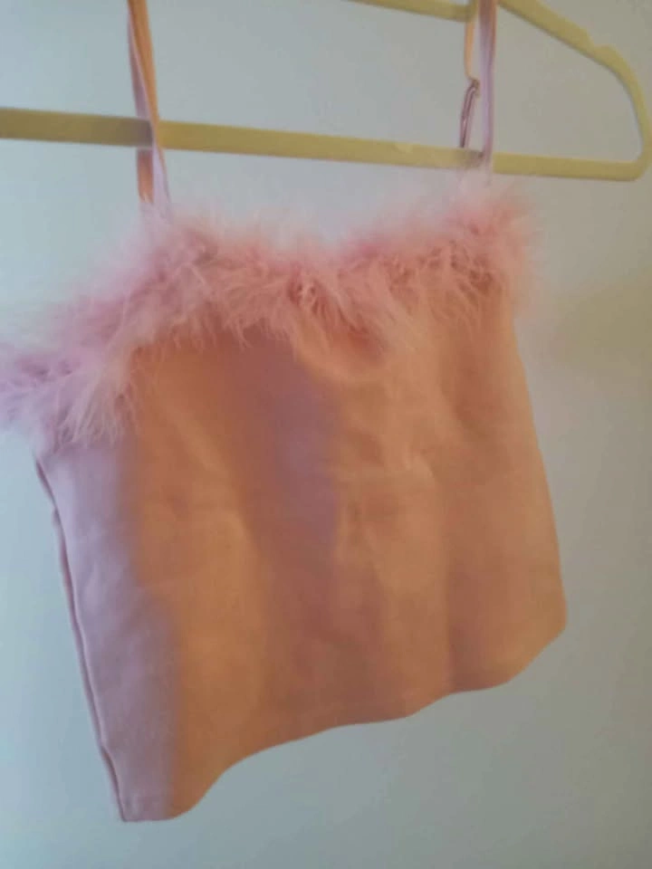 Pink Feather Trim Cami Top - Size M - photo 2