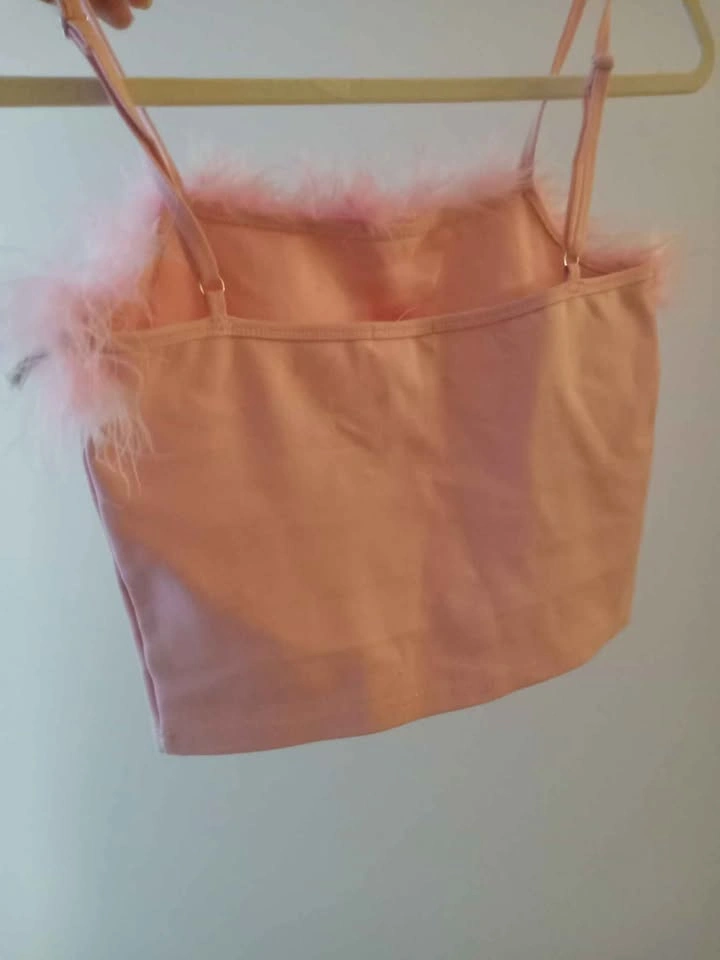 Pink Feather Trim Cami Top - Size M - photo 3
