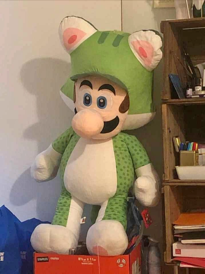 Giant 44” Official Nintendo Super Mario Bros Luigi Cat Plush