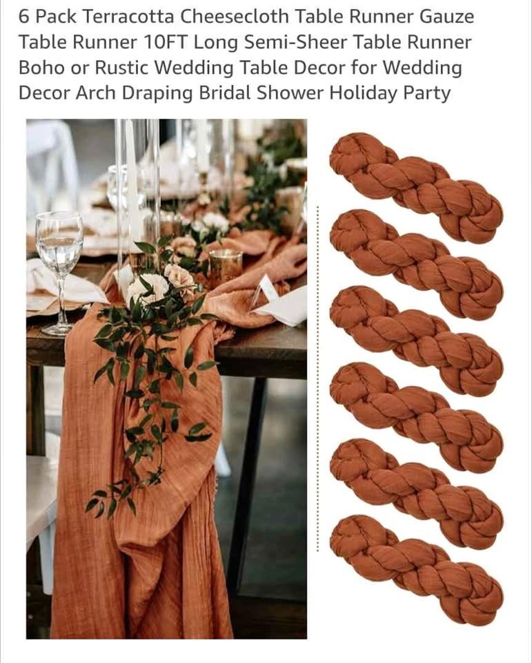 Terracotta Cheesecloth Table Runner - 18 pcs