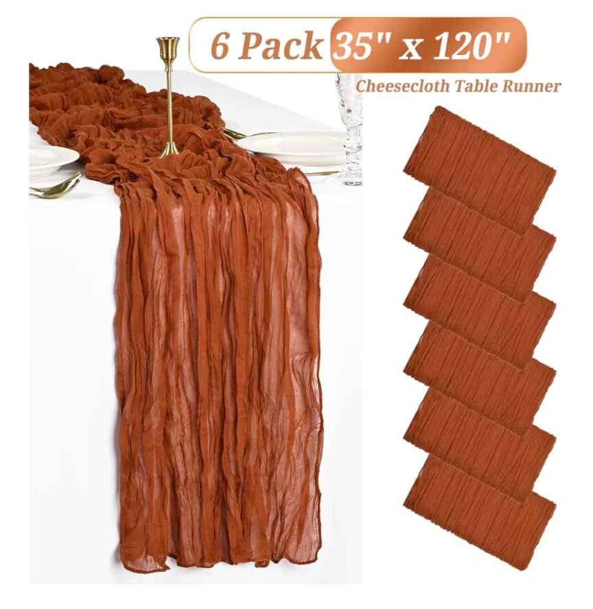 Terracotta Cheesecloth Table Runner - 18 pcs - photo 2
