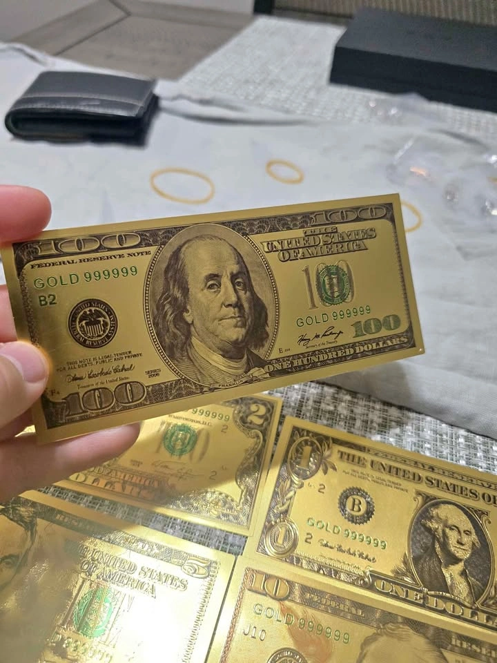 24k Gold Plated US Money Bills - Set of 8