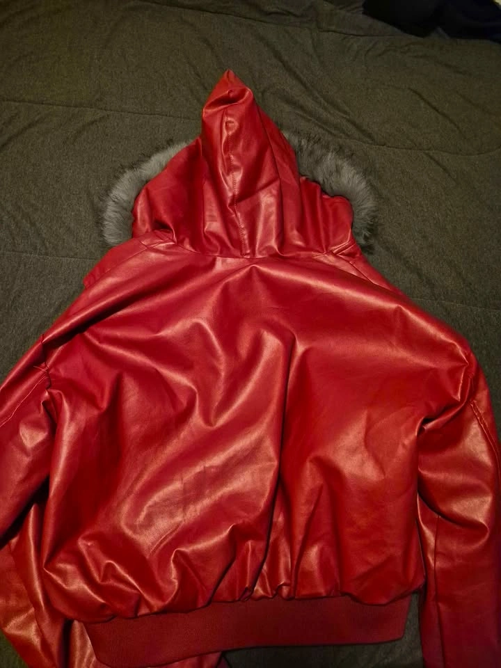 Super made red leather jacket - photo 4