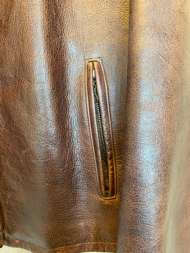 Schott - Cowhide Casual Racer Leather Jacket - Brown XL - photo 5
