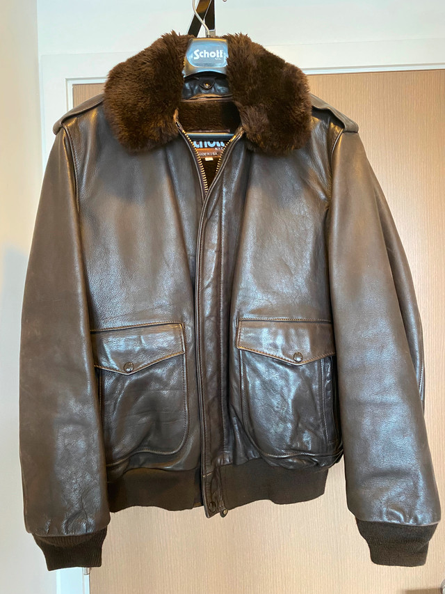 Schott A-2 Naked Cowhide Leather Flight Jacket - Brown