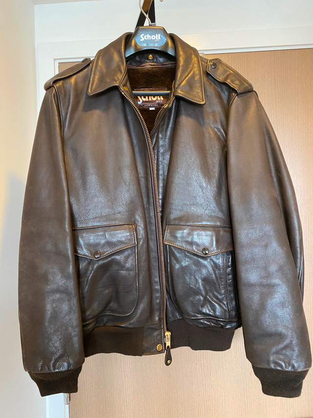 Schott A-2 Naked Cowhide Leather Flight Jacket - Brown - photo 3