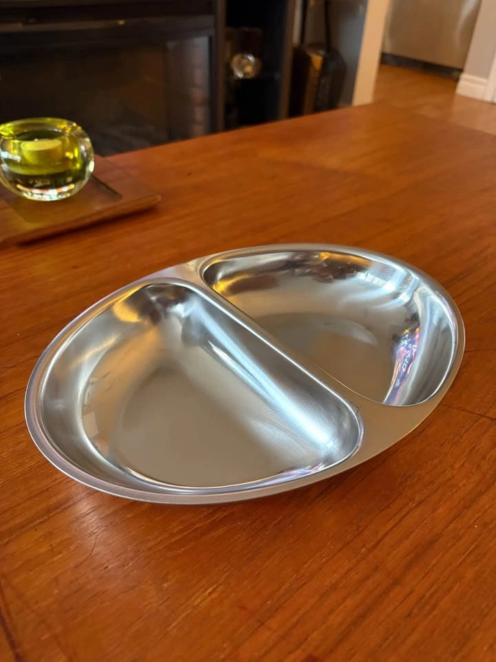 Vintage Gense 1960s Stainless Steel Divided Serving Dish - photo 3