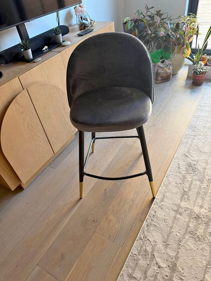 Gray Velvet Counter Height Stools (4)