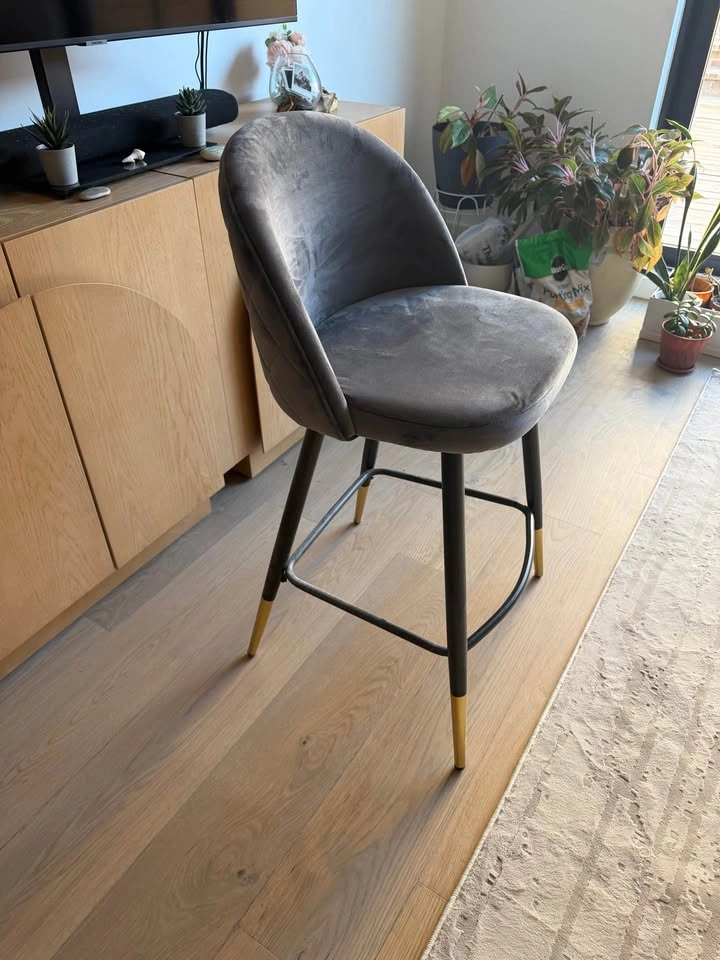 Gray Velvet Counter Height Stools (4) - photo 2