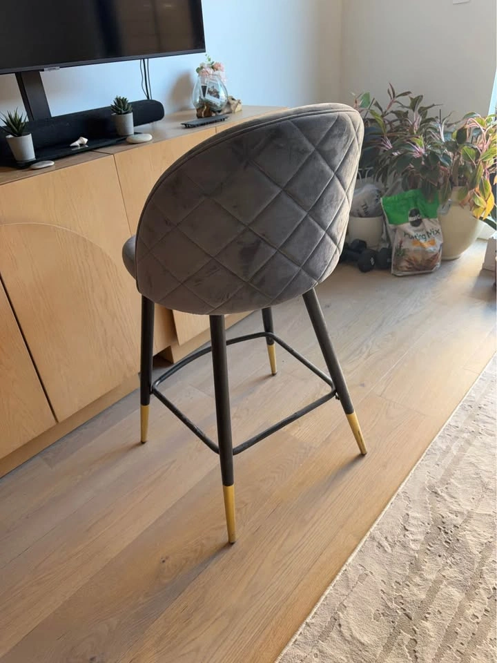 Gray Velvet Counter Height Stools (4) - photo 3