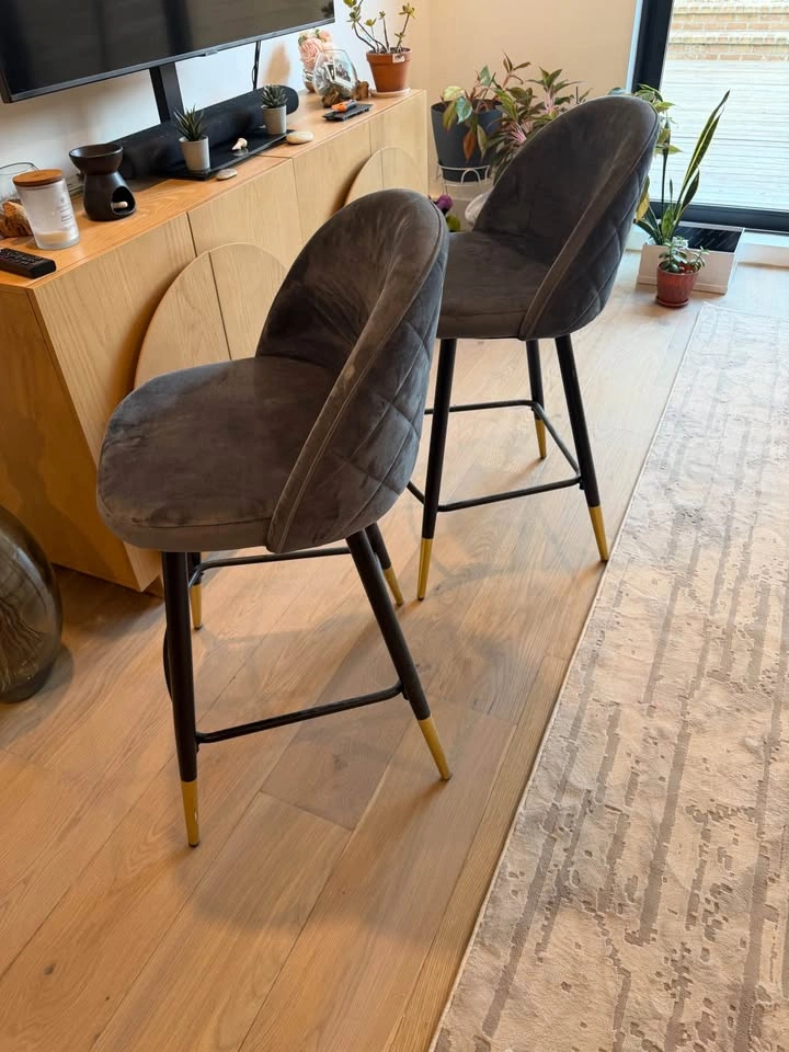 Gray Velvet Counter Height Stools (4) - photo 4
