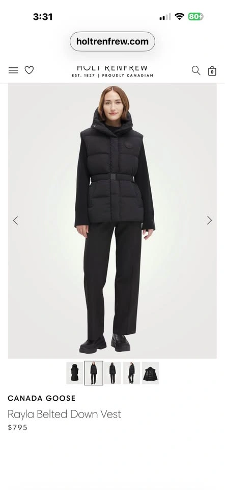 Canada Goose Rayla Belted Down Vest Black L Womens - photo 2