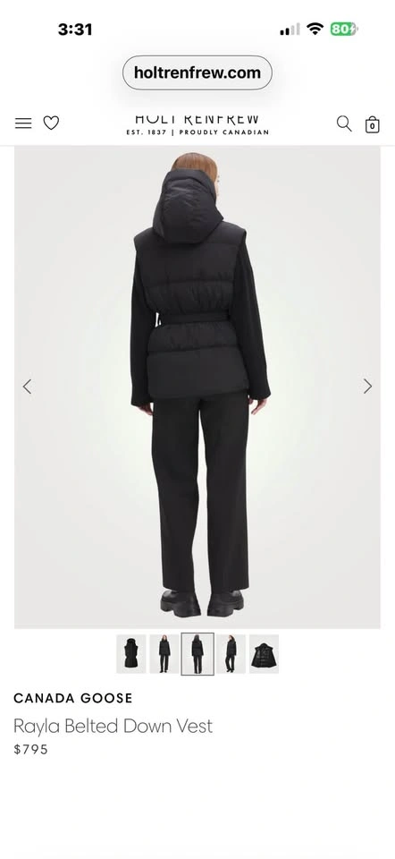 Canada Goose Rayla Belted Down Vest Black L Womens - photo 3