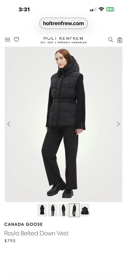 Canada Goose Rayla Belted Down Vest Black L Womens - photo 4