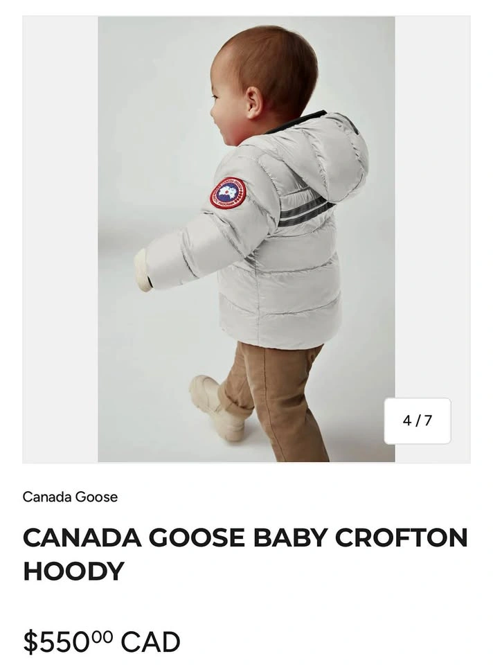 Canada Goose Baby Crofton Hoody new with tags silver 18-24M