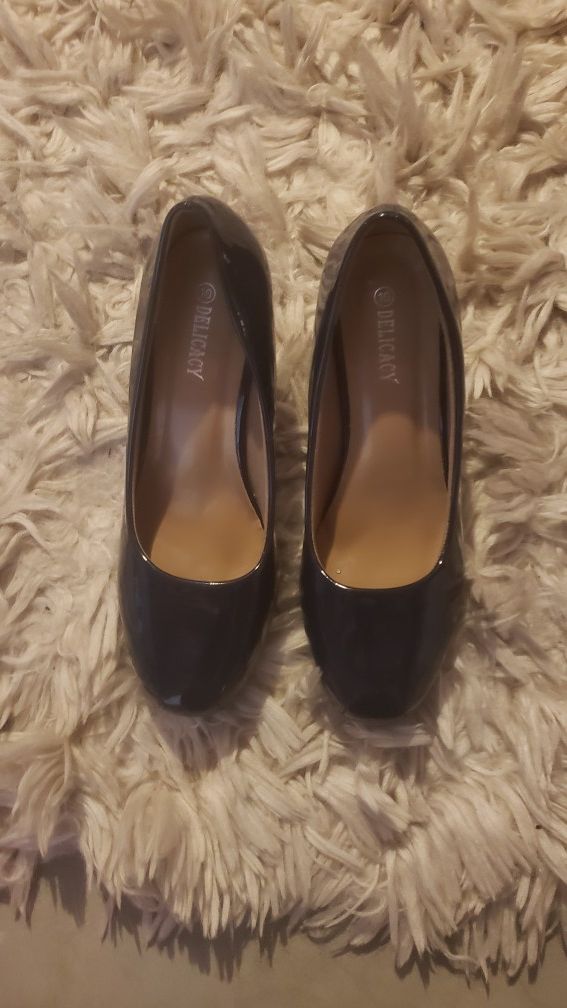 Blue Patent Leather Pumps