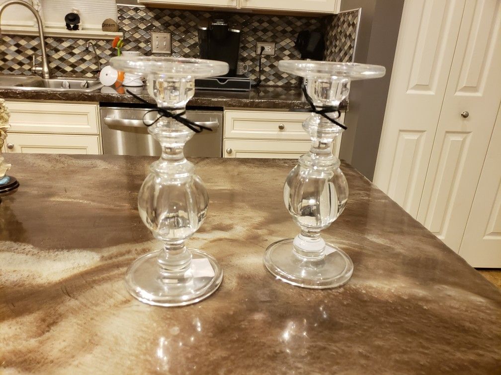 2 Glass Candle Holders