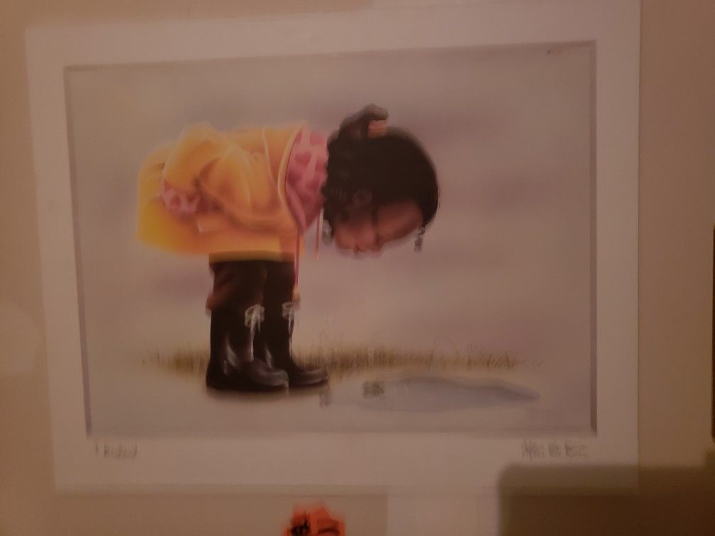 Wooden Picture w/Little Black Girl - photo 2