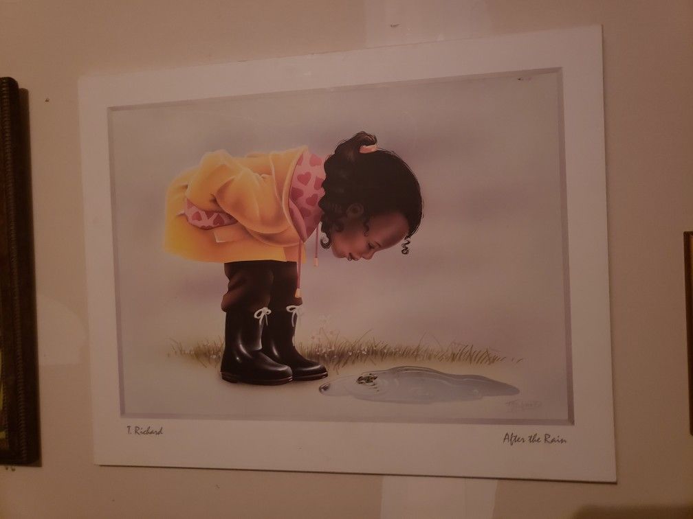 Wooden Picture w/Little Black Girl - photo 3