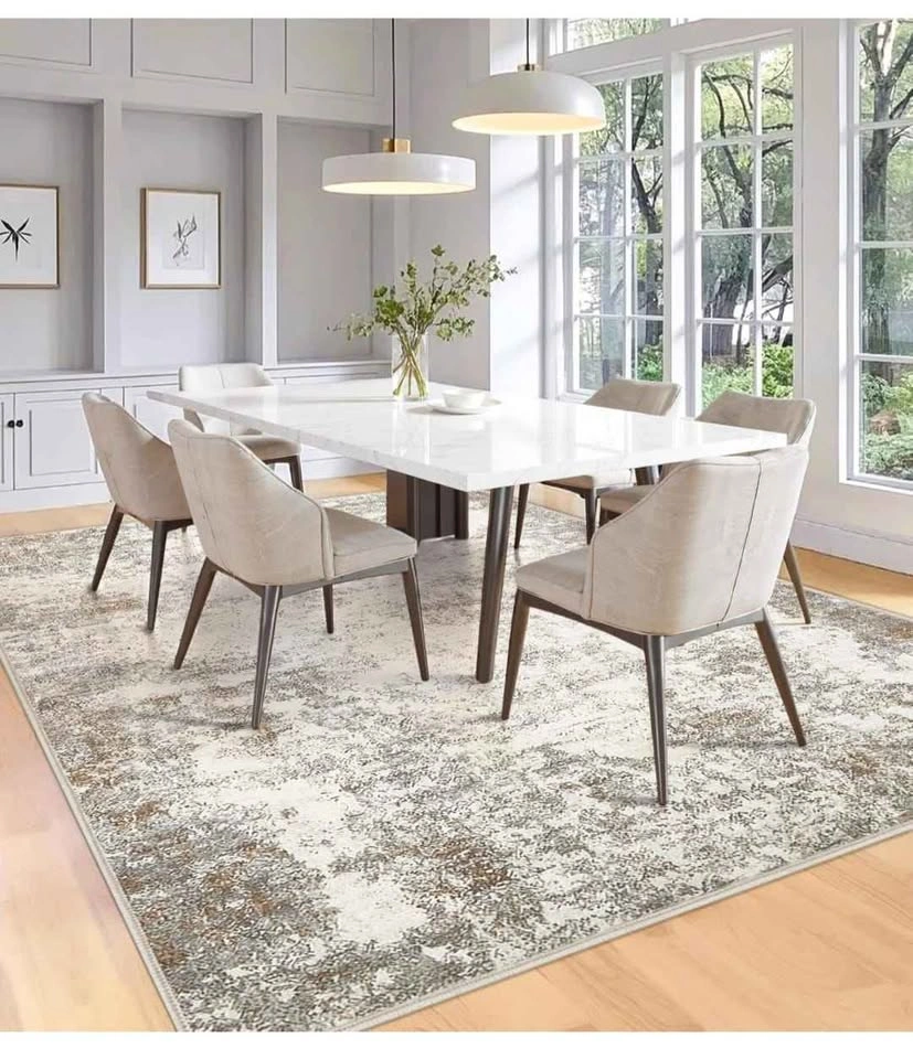 8x10 ft Brown Grey Area Rugs - Machine Washable - photo 2