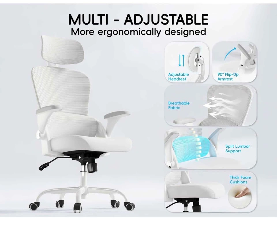 Ergonomic Office Chair with Back Support - White - photo 2