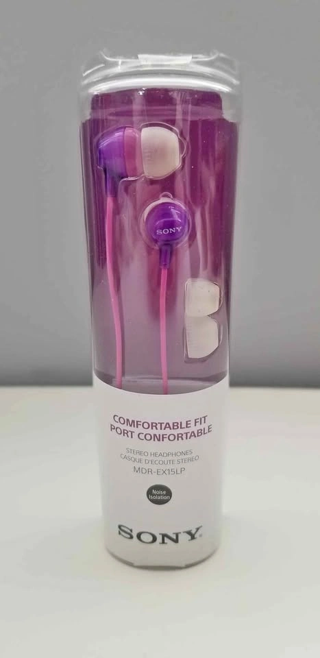 Brand New Sony MDR-EX15LP In-Ear Headphones Aqua Violet