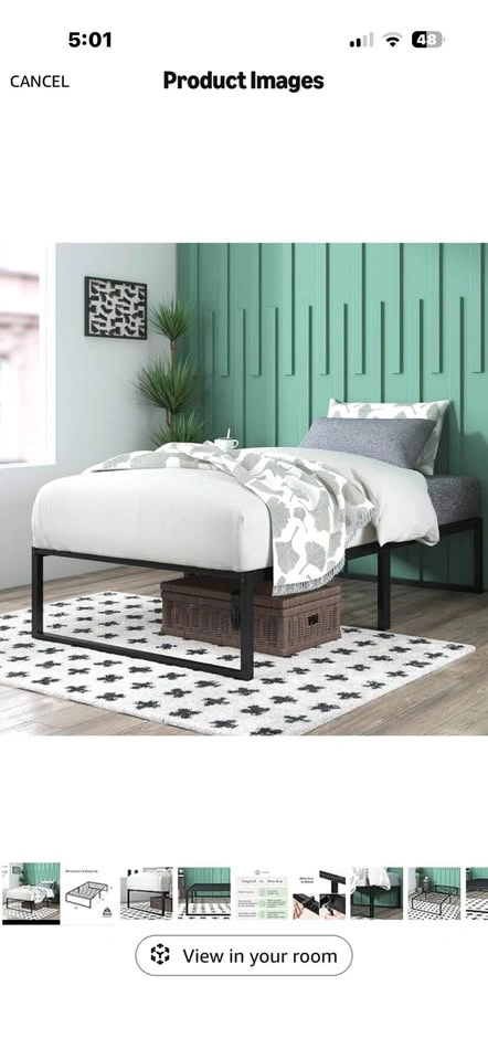 Twin Size Black Metal Platform Bed Frame - photo 2