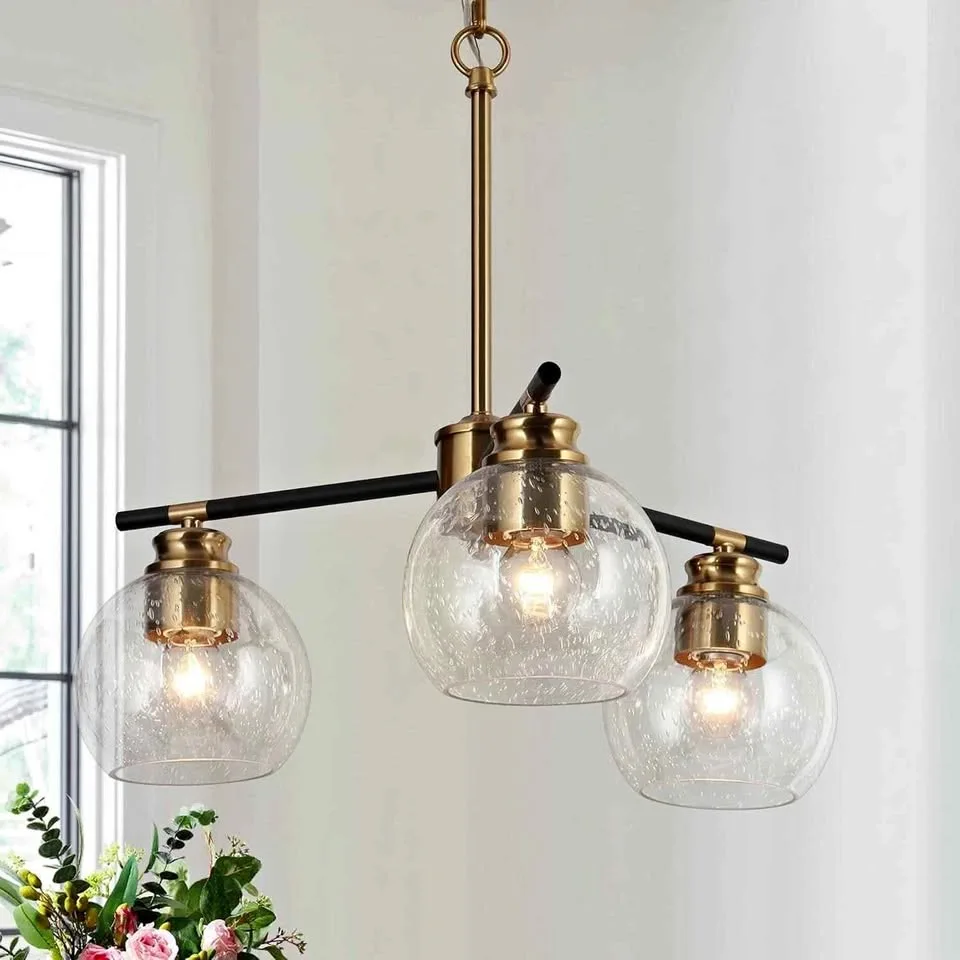 KSANA 3 Lights Gold Chandelier thumbnail