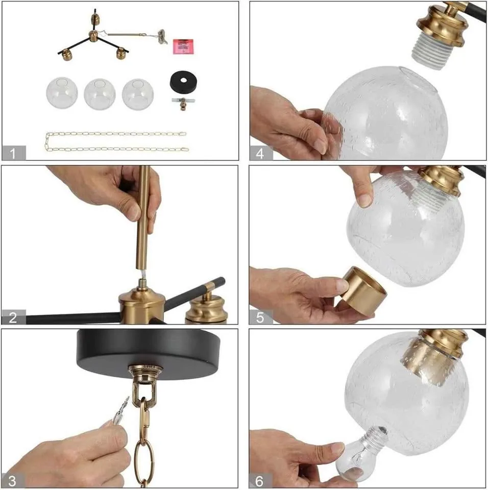 KSANA 3 Lights Gold Chandelier image indicator(2)