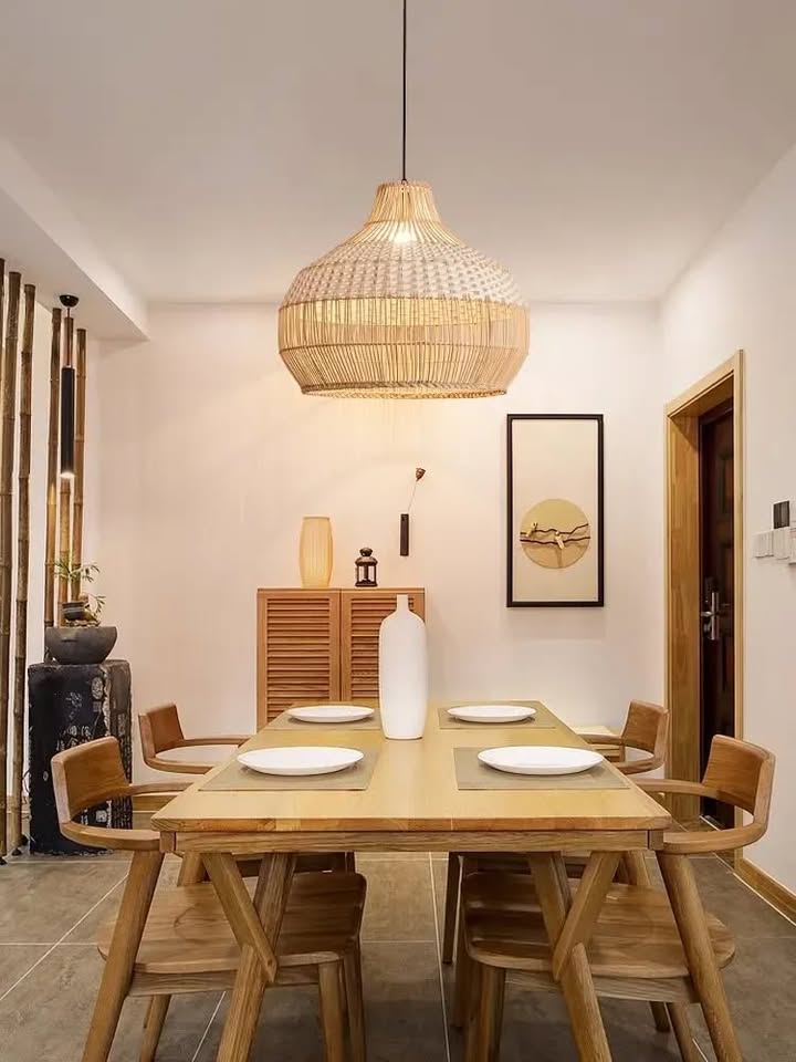 White Rattan Hanging Ceiling Lamp - photo 5