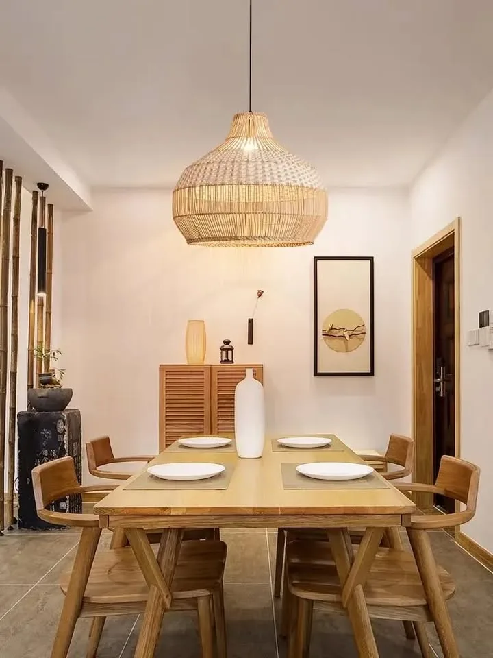 White Rattan Hanging Ceiling Lamp image indicator(5)