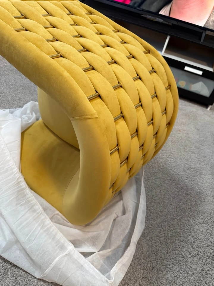 FFIJJ Velvet Barrel Accent Chair, Tufted (Yellow) - photo 3