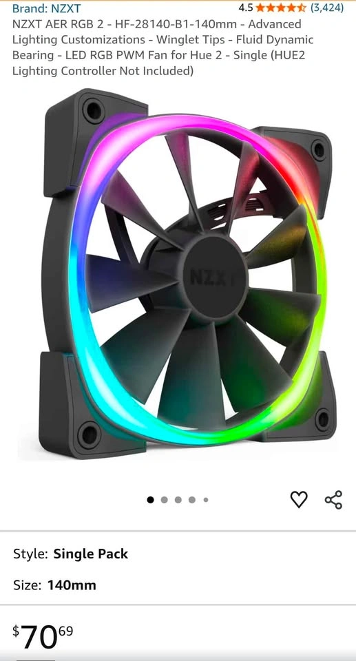 NZXT AER RGB 2 140mm PC Fan